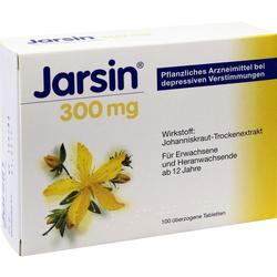 Verpackung eines pflanzlichen Arzneimittels mit Johanniskraut für depressive Verstimmungen.