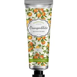 Eine Tube Handcreme mit Orangenblüten-Design.
